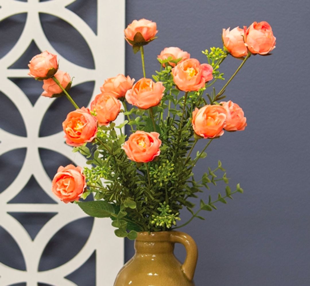 Peach Eucalyptus Rose Floral Pick
