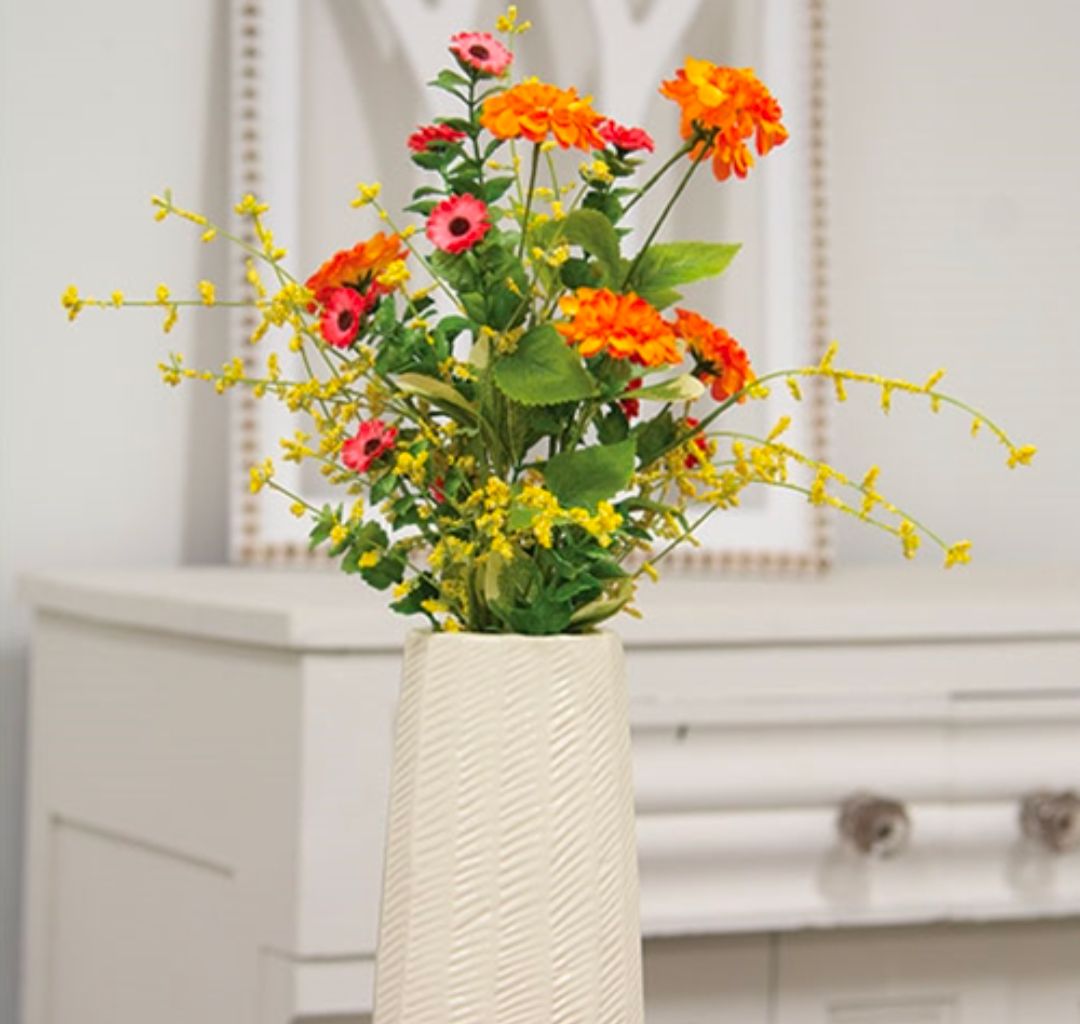 Sunset Mini Gerbera Daisy &amp; Heather Floral Pick