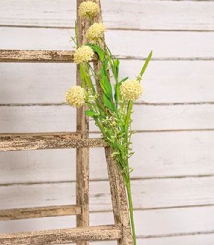 Cream Thistle Heather Ball Floral Pick