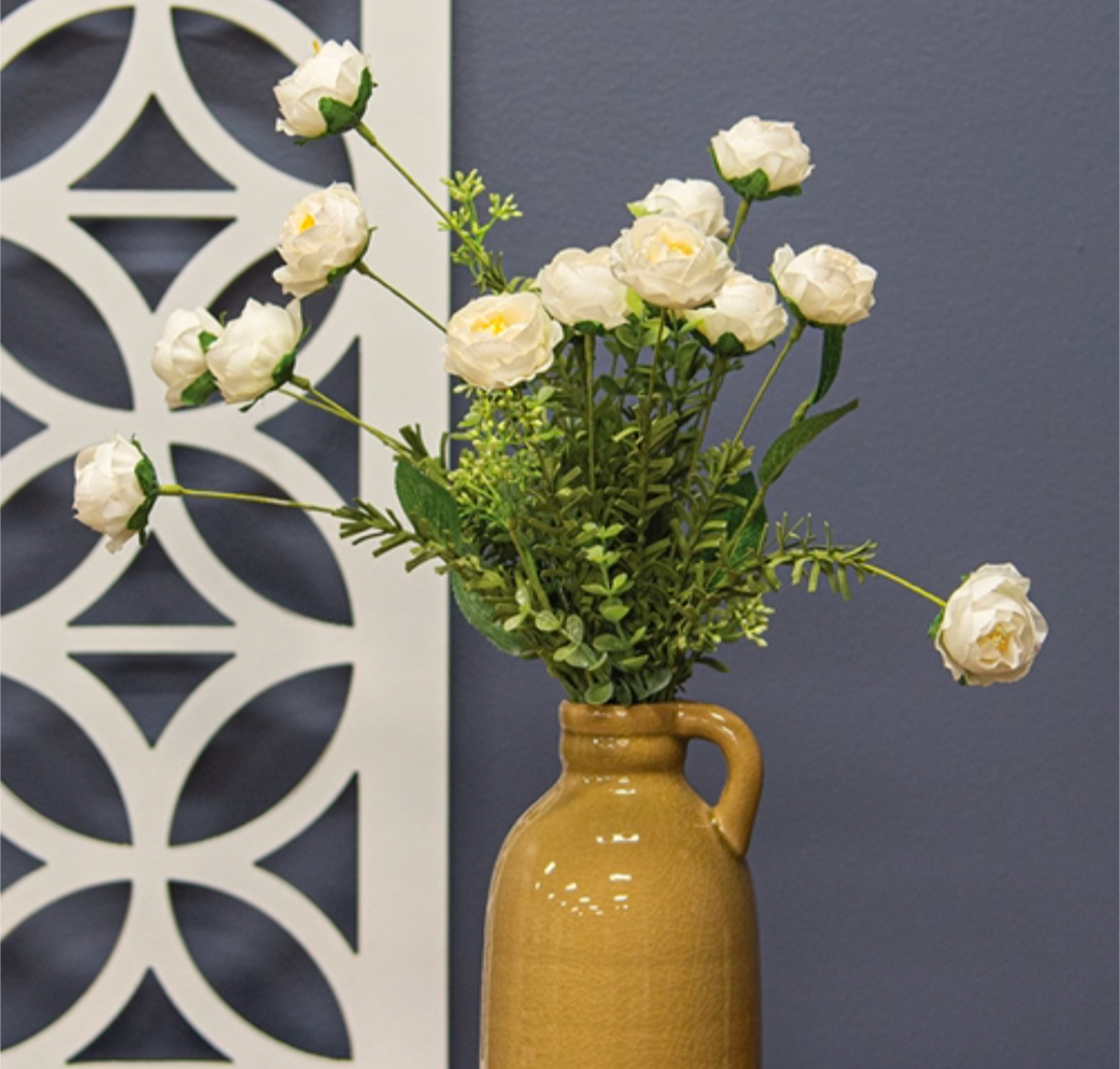 White Eucalyptus Rose Floral Pick