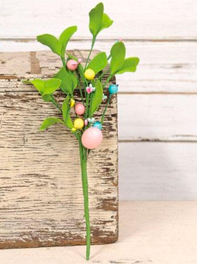 Easter Eggs &amp; Herb Leaves Floral Pick