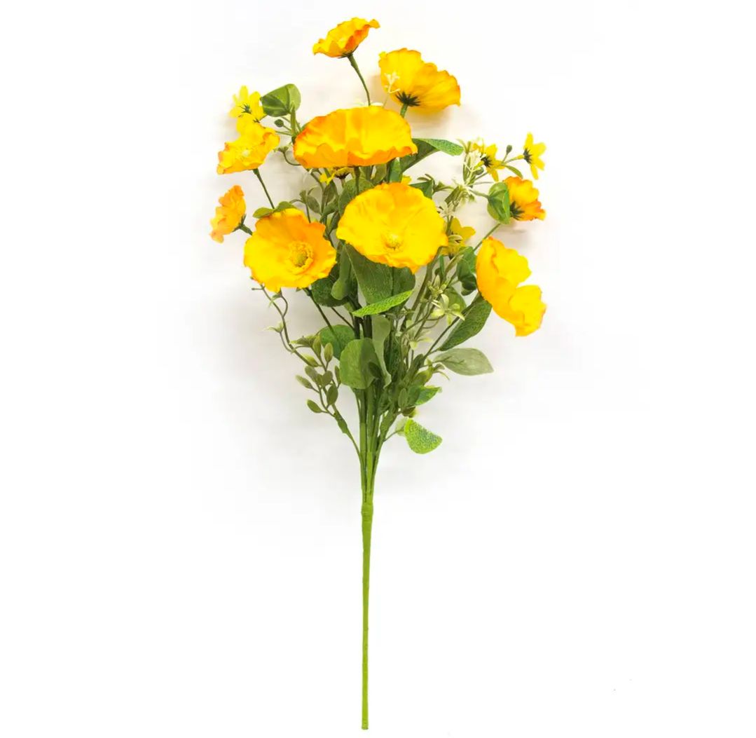 Yellow Poppy &amp; Wildflower Floral Pick