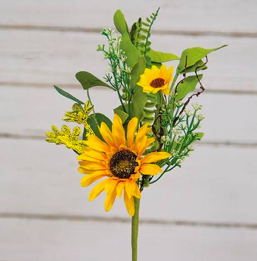 Mixed Sunflower &amp; Heather Floral Pick