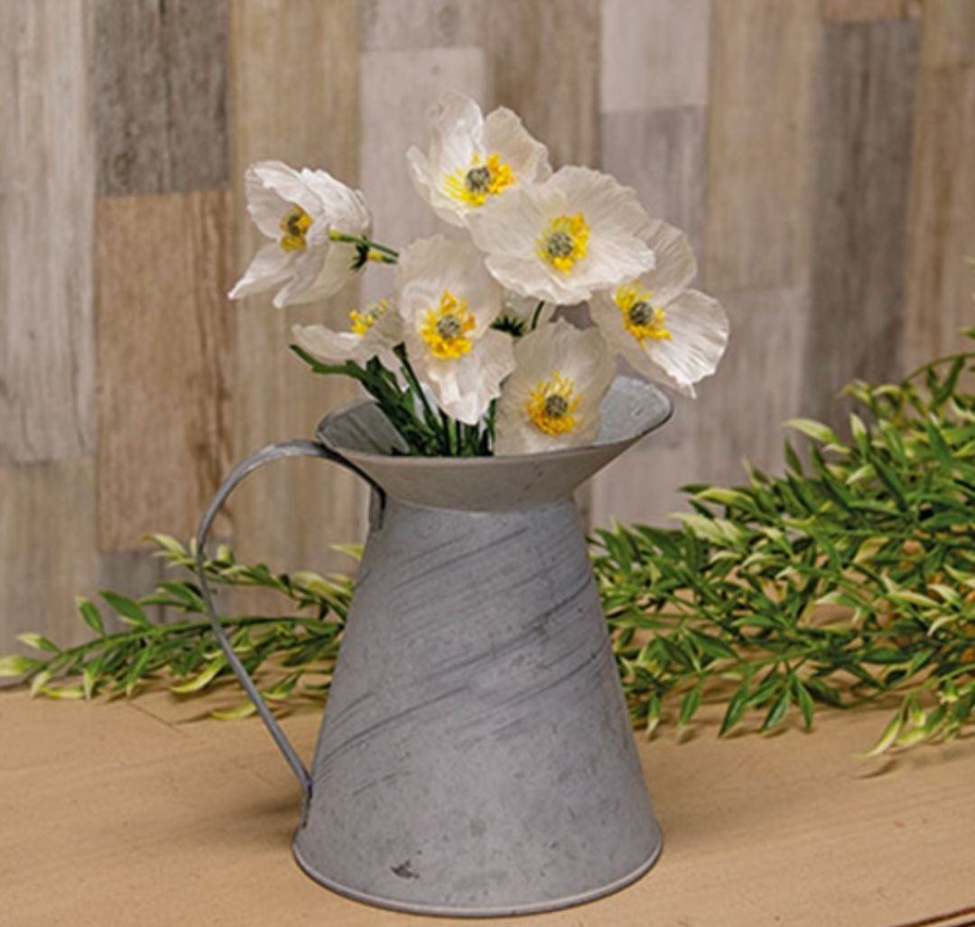 White Garden Poppies Floral Pick