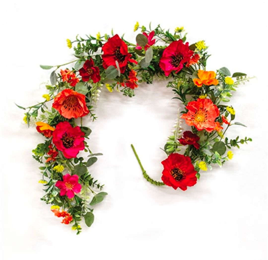 Sunset Poppy &amp; Blooms Garland