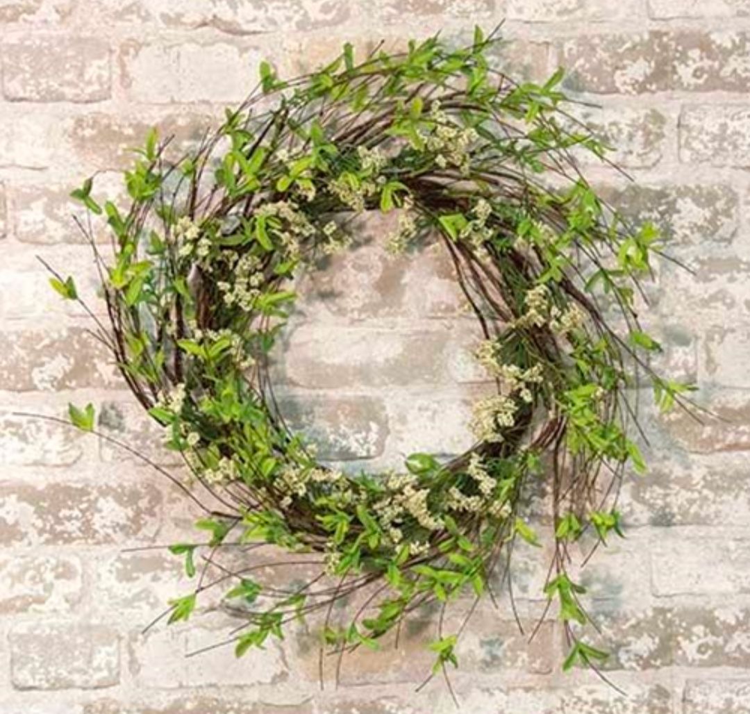 24" Twig Leaf &amp; Sprite Wreath