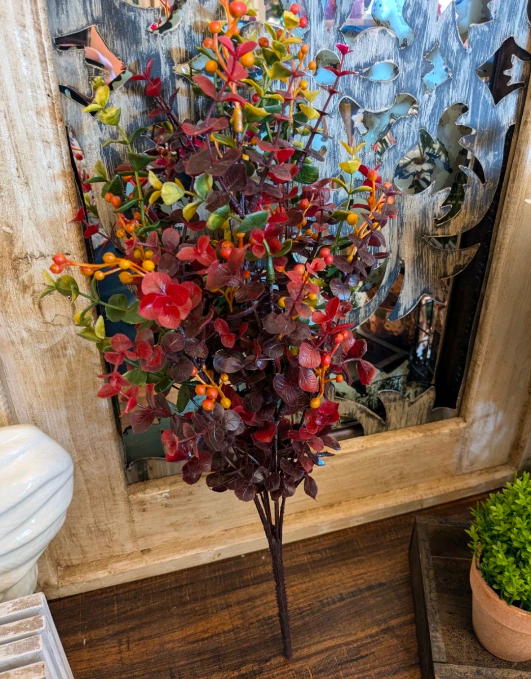 Eucalyptus Berry Floral Pick Decor Accent