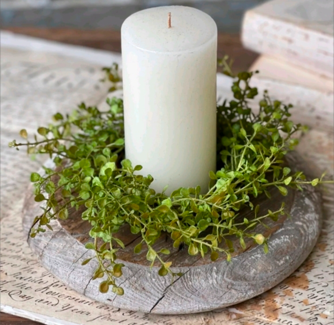 3-1/2" Light Green Peppergrass Baby's Grass Candle Ring Floral Decor Wreath