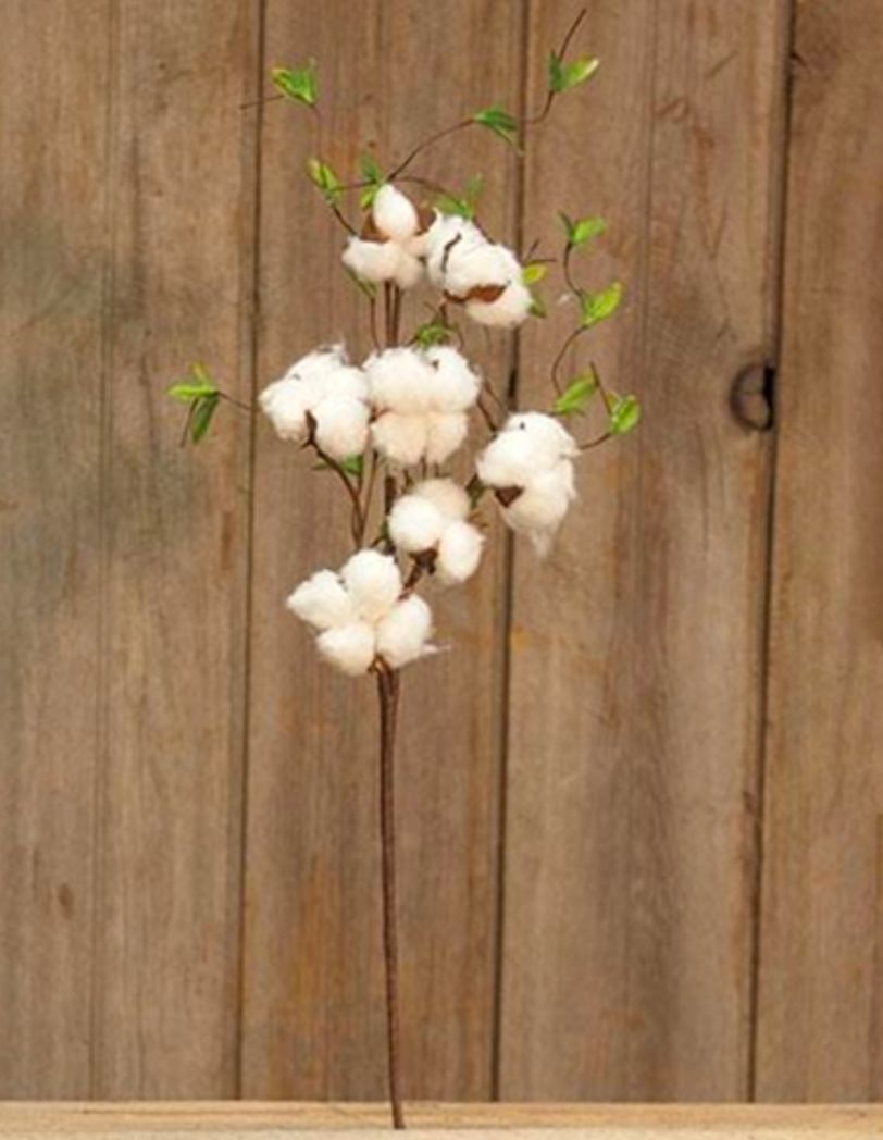 Cotton &amp; Willow Leaves Floral Pick