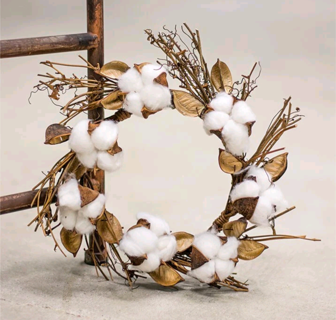 5-1/2" Cotton &amp; Twig Candle Ring Wreath