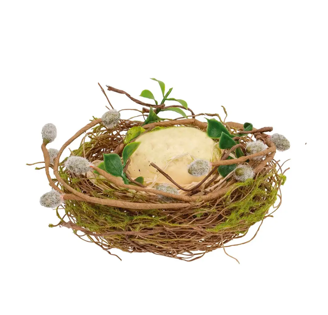 4-1/2" New Growth Mossy Bird Nest W/Egg