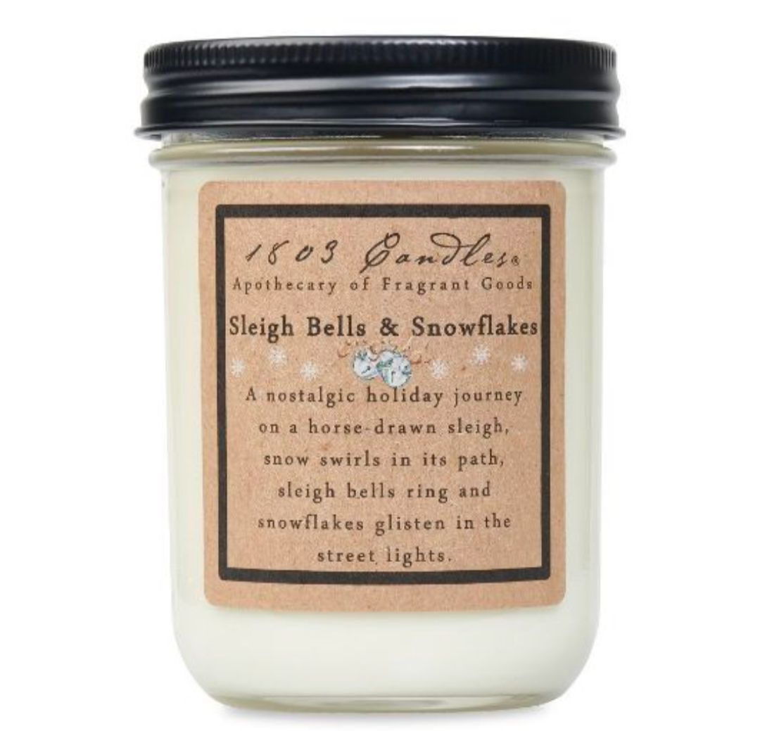 1803 Candle Company SOY Jar Candle - Sleigh Bells &amp; Snowflakes
