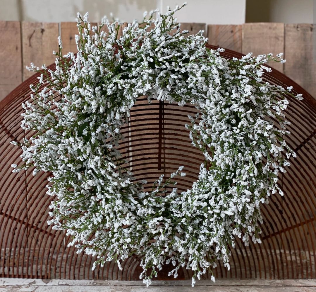 20" White Array Astilbe Wreath