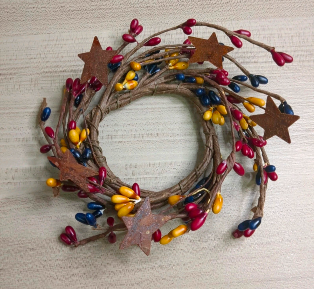 2" Colonial Rusty Star Pipberry Candle Ring