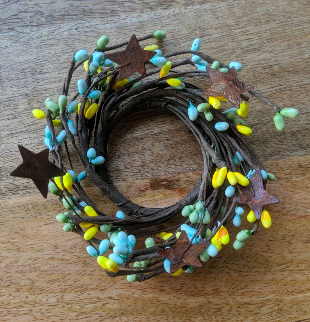 2" Lakeside Pipberry Floral Candle Ring Wreath Decor Accent