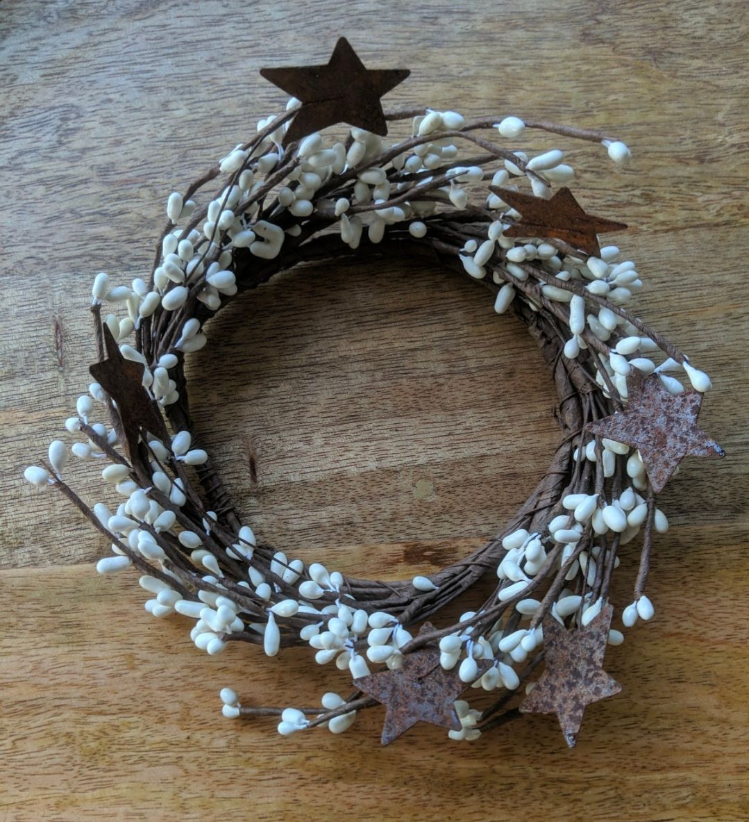 4" Ivory Pipberry Floral Candle Ring Wreath Decor Accent