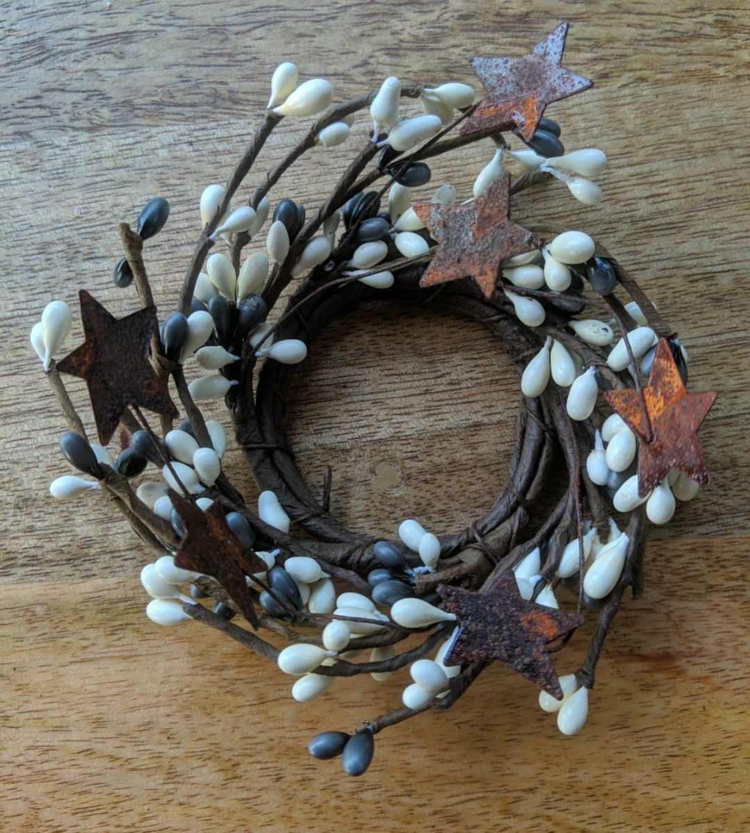 2" Farmhouse Pipberry Florl Candle Ring Wreath Decor Accent