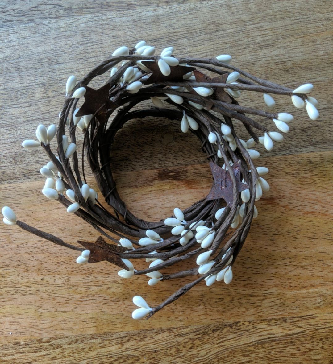 2" lvory Pipberry Floral Candle Ring Wreath Decor Accent