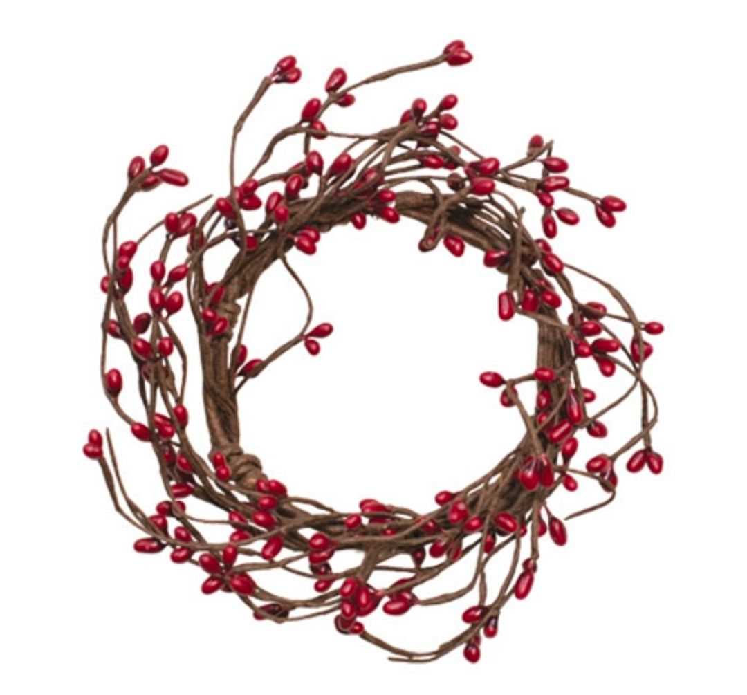 3-1/2" Burgundy Pip Berry Candle Ring Wreath Decor
