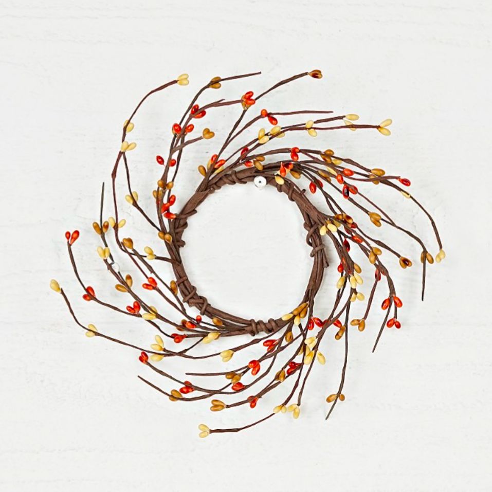 3-1/2" Pumpkin Spice Pip Berry Candle Ring Wreath Decor