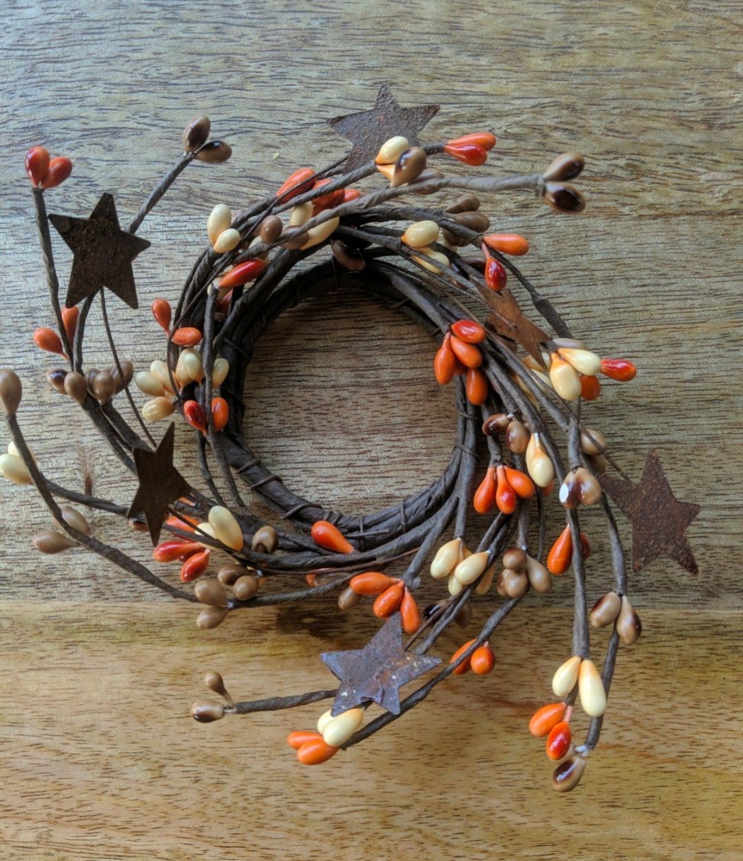 2" Pumpkin Spice Pipberry Candle Ring Wreath Decor Accent