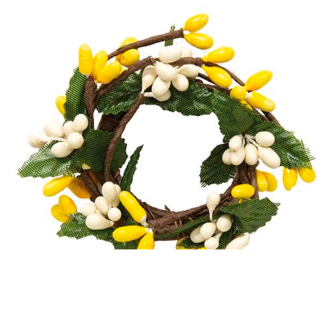 1" Yellow &amp; Cream Mini Pip Candle Ring