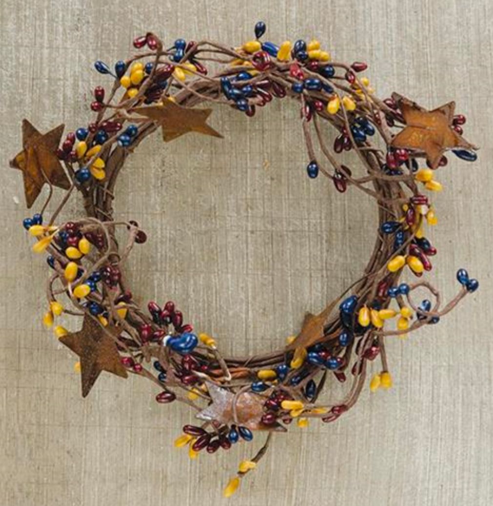 4" Colonial Mix Pip Berry Candle Ring Wreath Decor