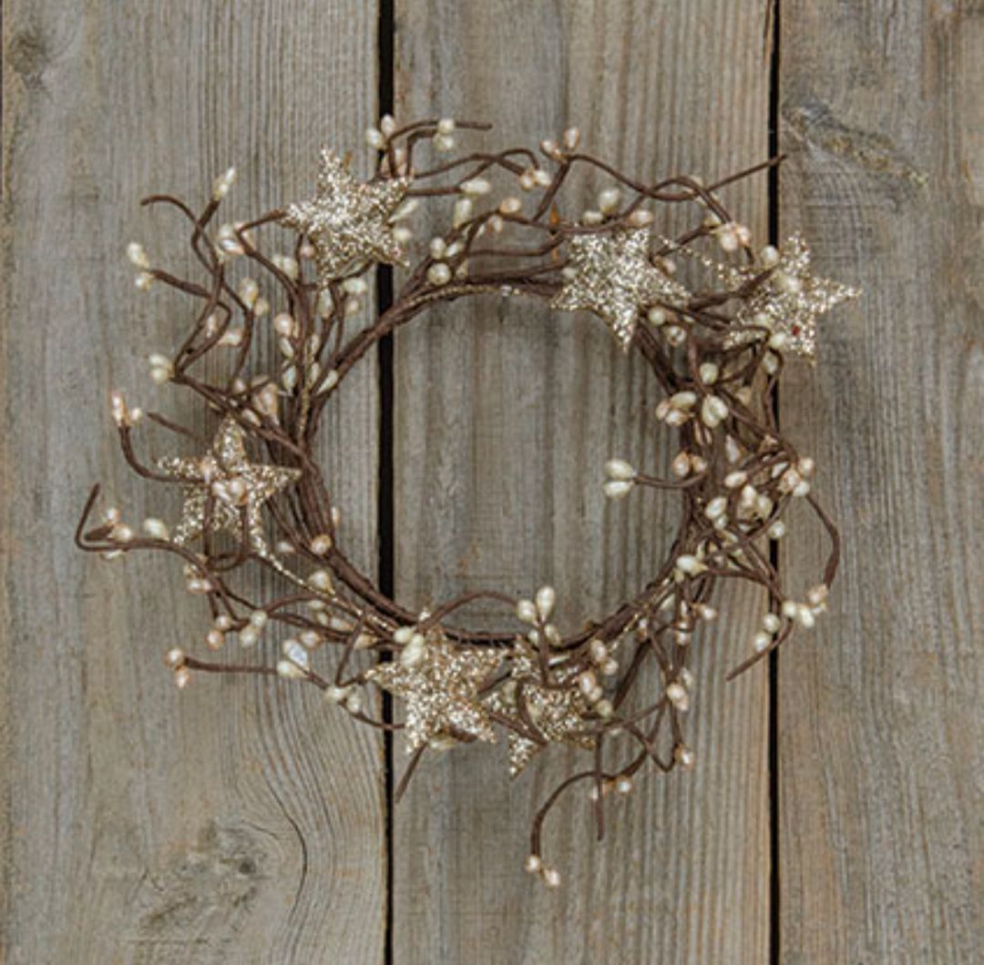4" Platinum Pip Berry Candle Ring w/Stars