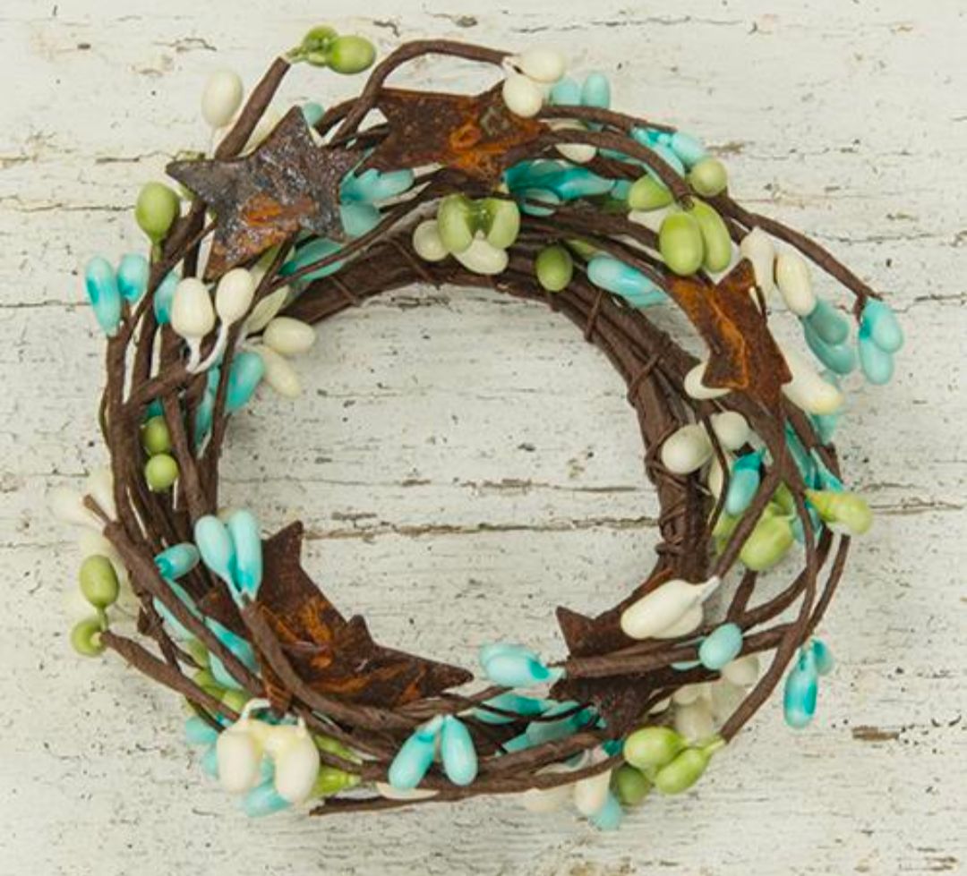 2" Seabreeze Pip Berry Candle Ring Wreath Decor