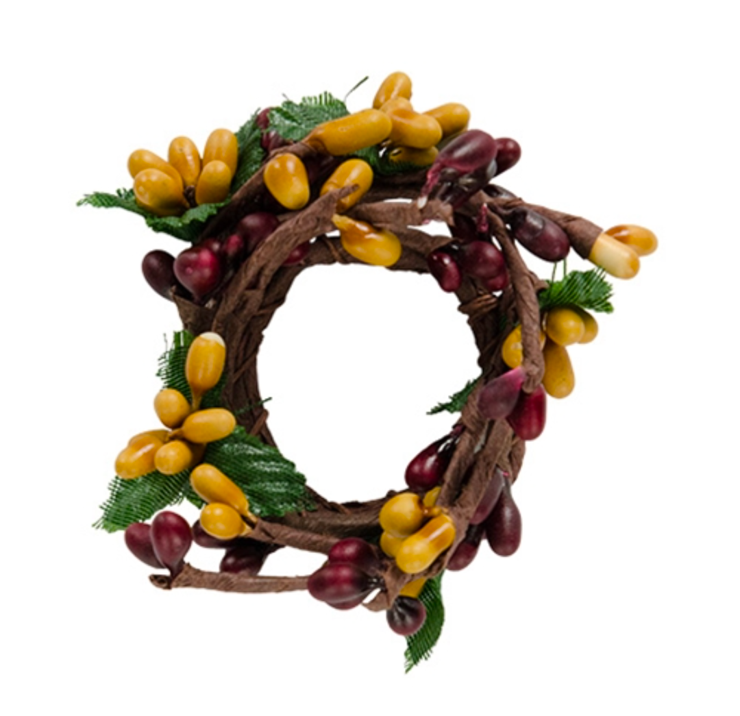 1" Burgundy &amp; Gold Mini Pip Candle Ring