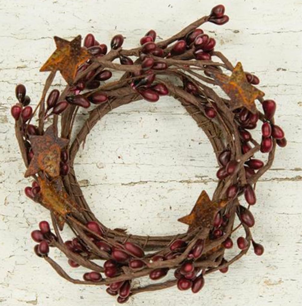 2" Burgundy Pip Berry Candle Ring Wreath Decor