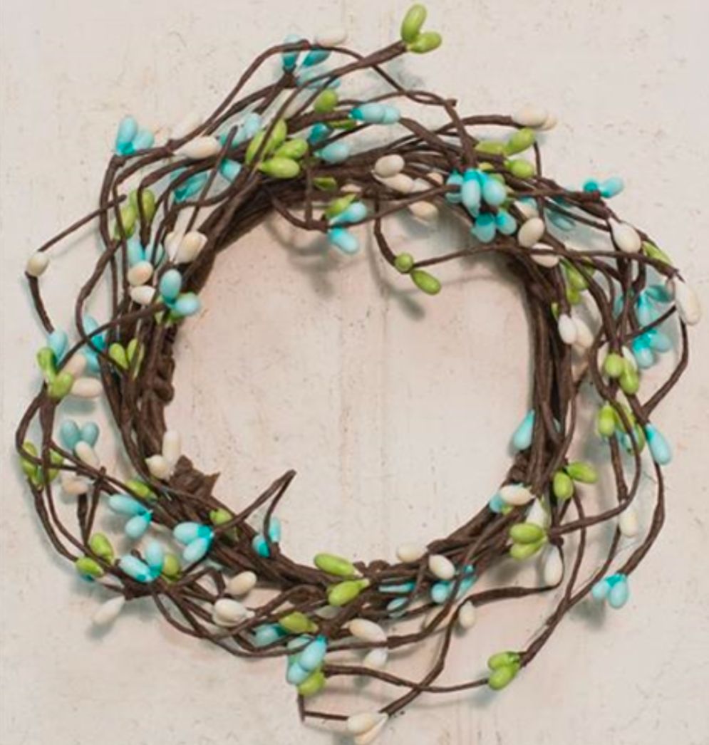 3-1/2" Seabreeze Pip Berry Candle Ring Wreath Decor