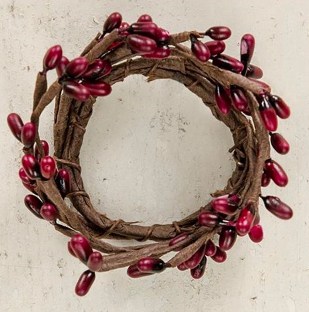 1-1/2" Burgundy Pip Berry Candle Ring