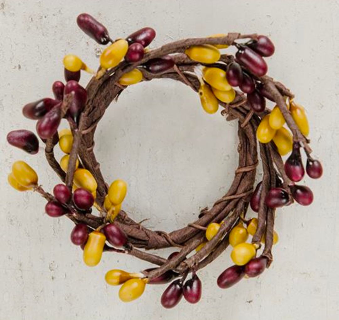 1-1/2" Burgundy &amp; Old Gold Pip Berry Candle Ring