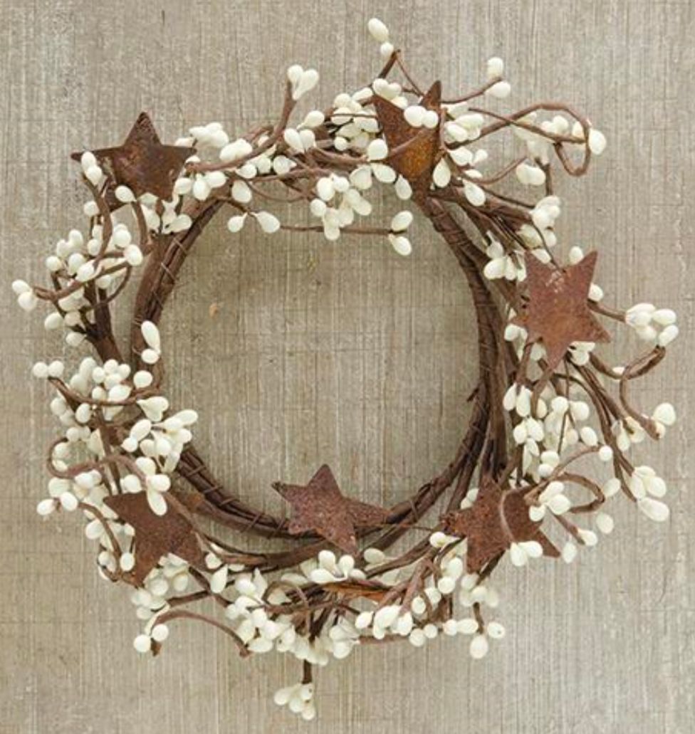 4" Ivory Pip Berry Candle Ring Wreath