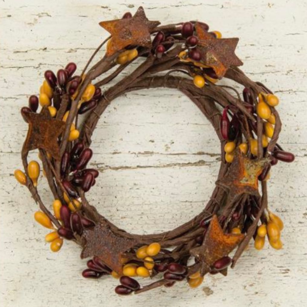 2" Burgundy &amp; Old Gold Pip Berry Candle Ring