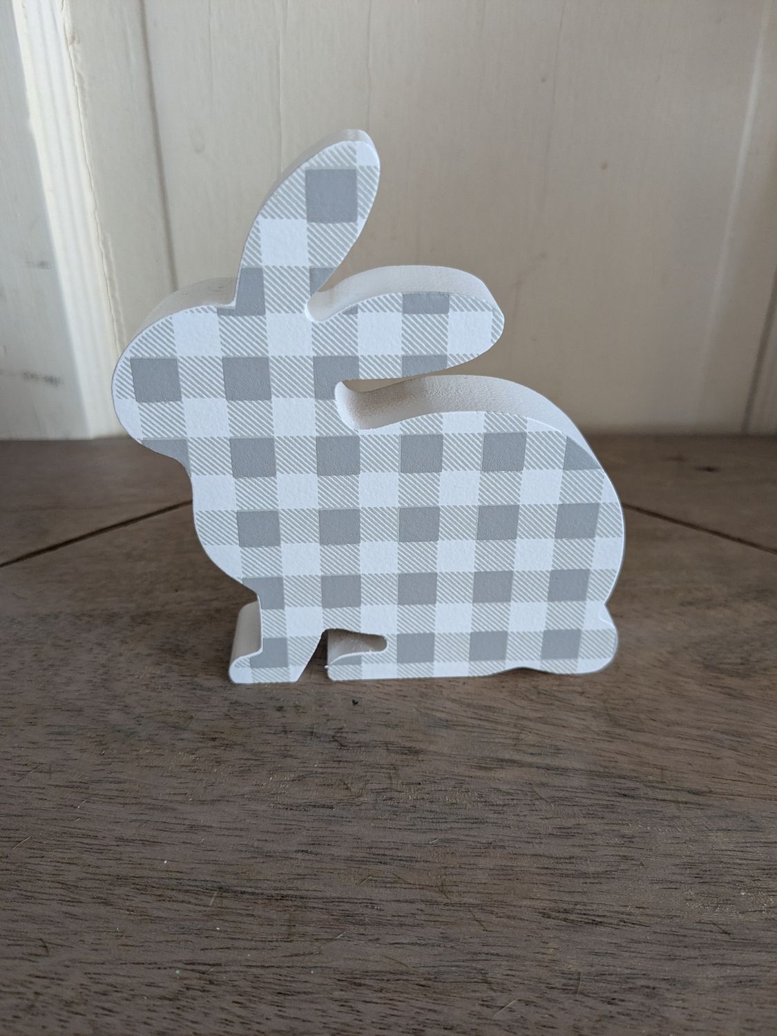 Gray &amp; White Buffalo Check Chunky Easter Bunny