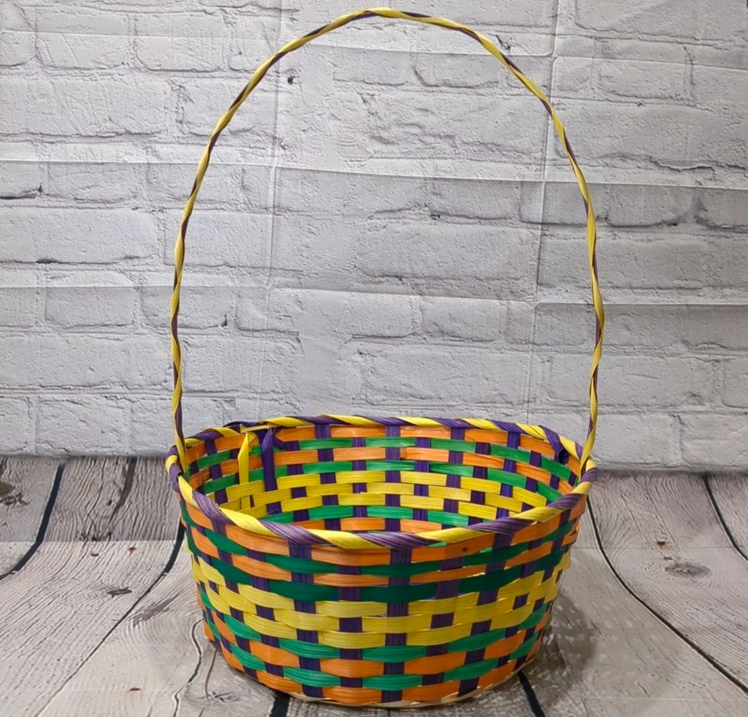 Wicker Easter Basket Colorful Kids Youth Large
