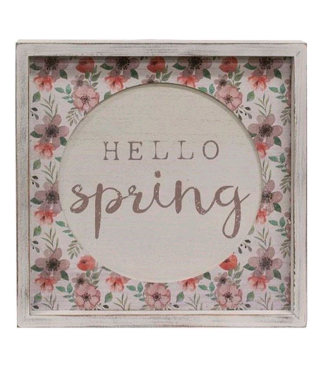 Hello Spring Cutout Floral Inset Box Sign