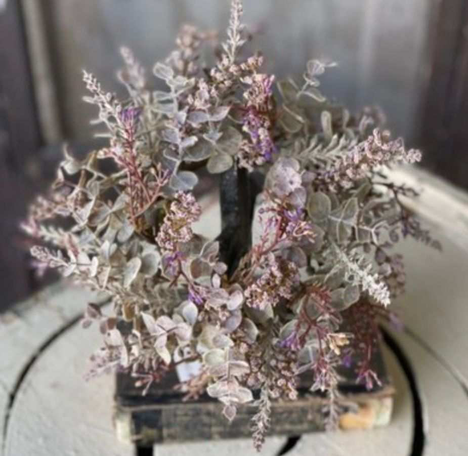 3-1/2" Artificial Purple Eucalyptus Candle Ring Wreath Decor