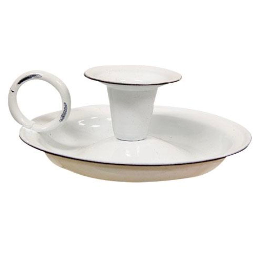 Enamel Taper Candle Holder Plate