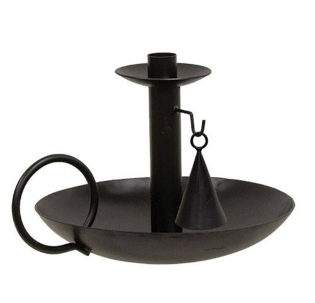 Black Metal Taper Holder w/Snuffer