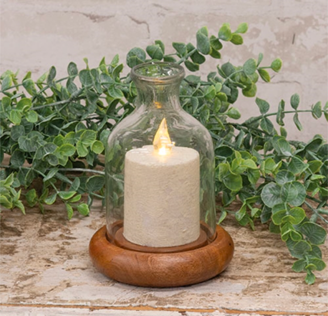 Glass Bottle With Wooden Base