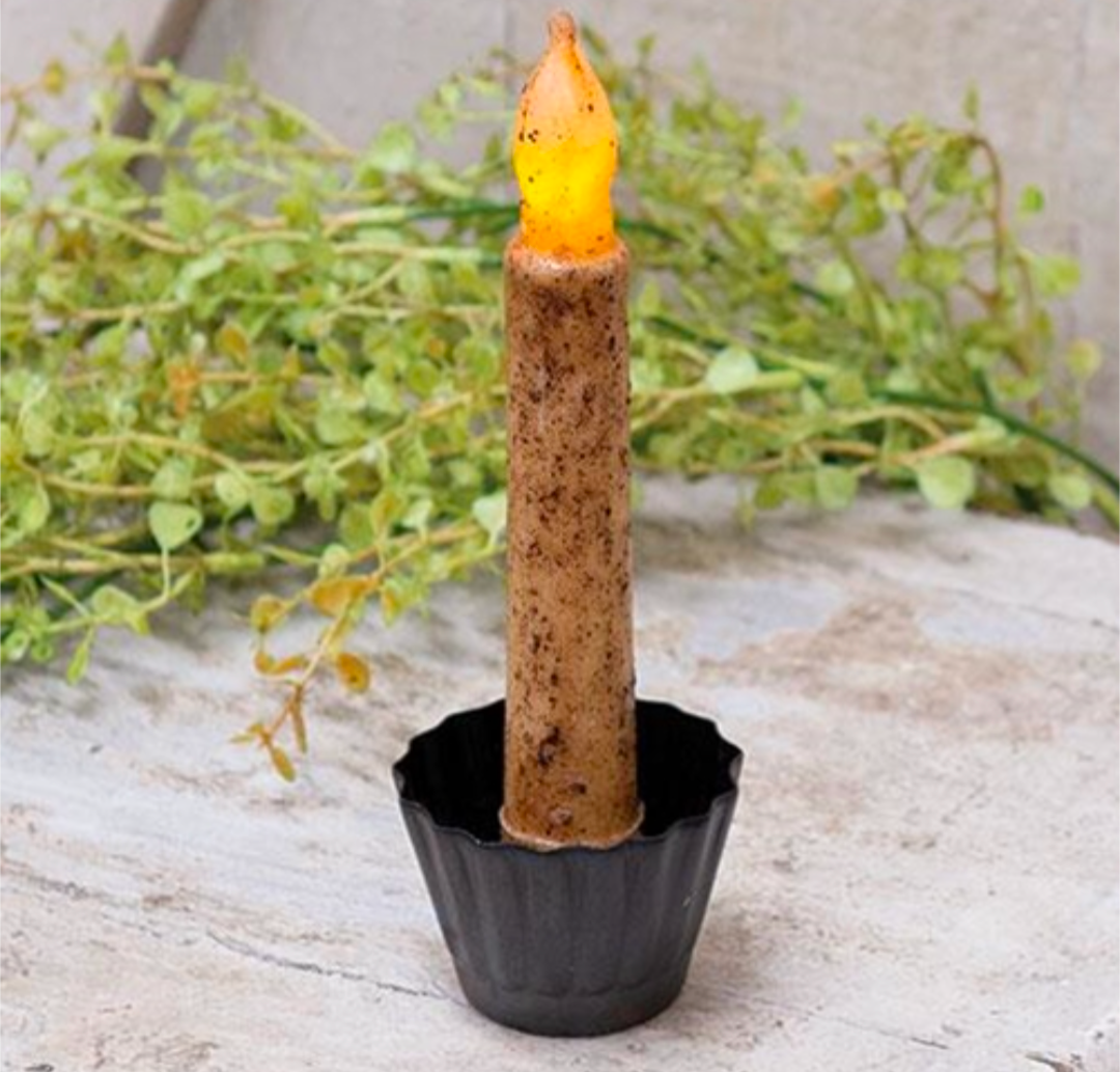 Fluted Tin Taper Candle Holder