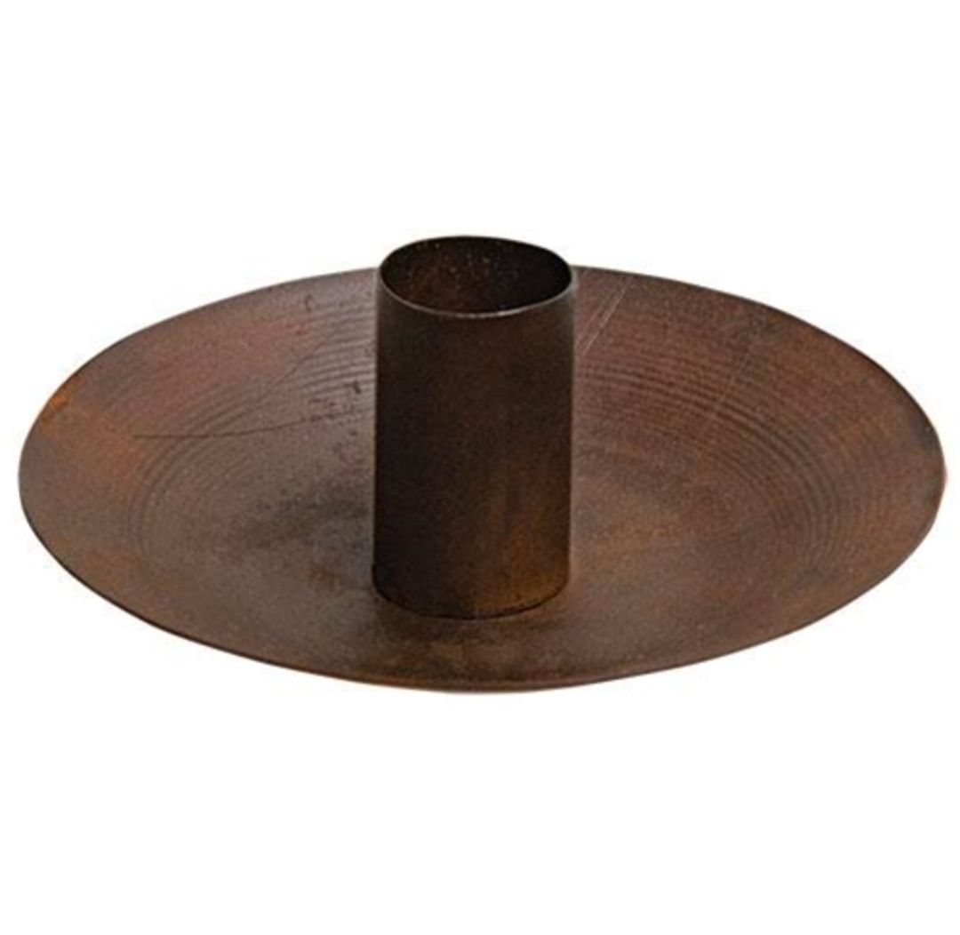 Rusty Colonial Taper Candle Holder Pan