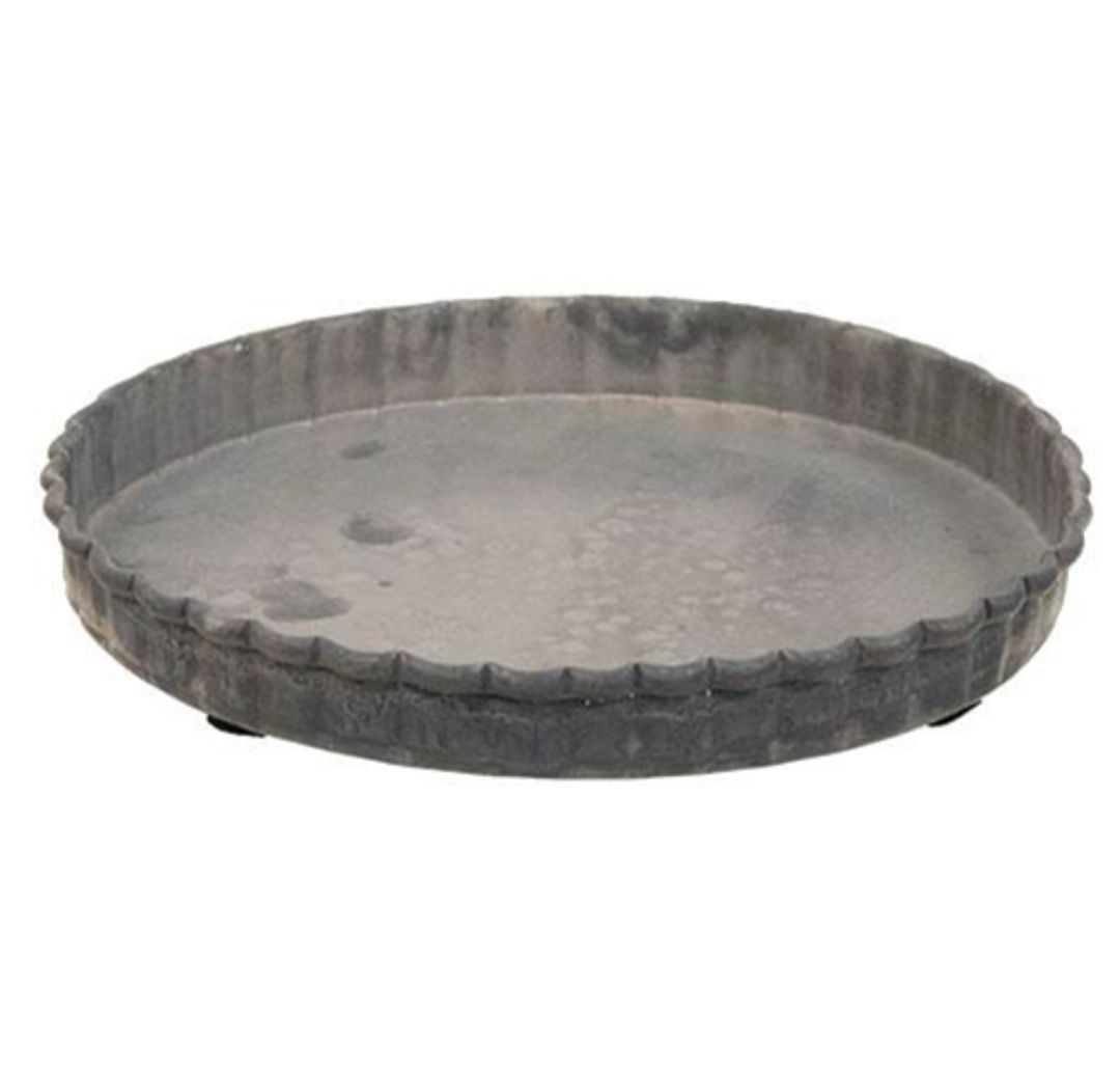 5" Antiqued Gray Fluted Candle Pan