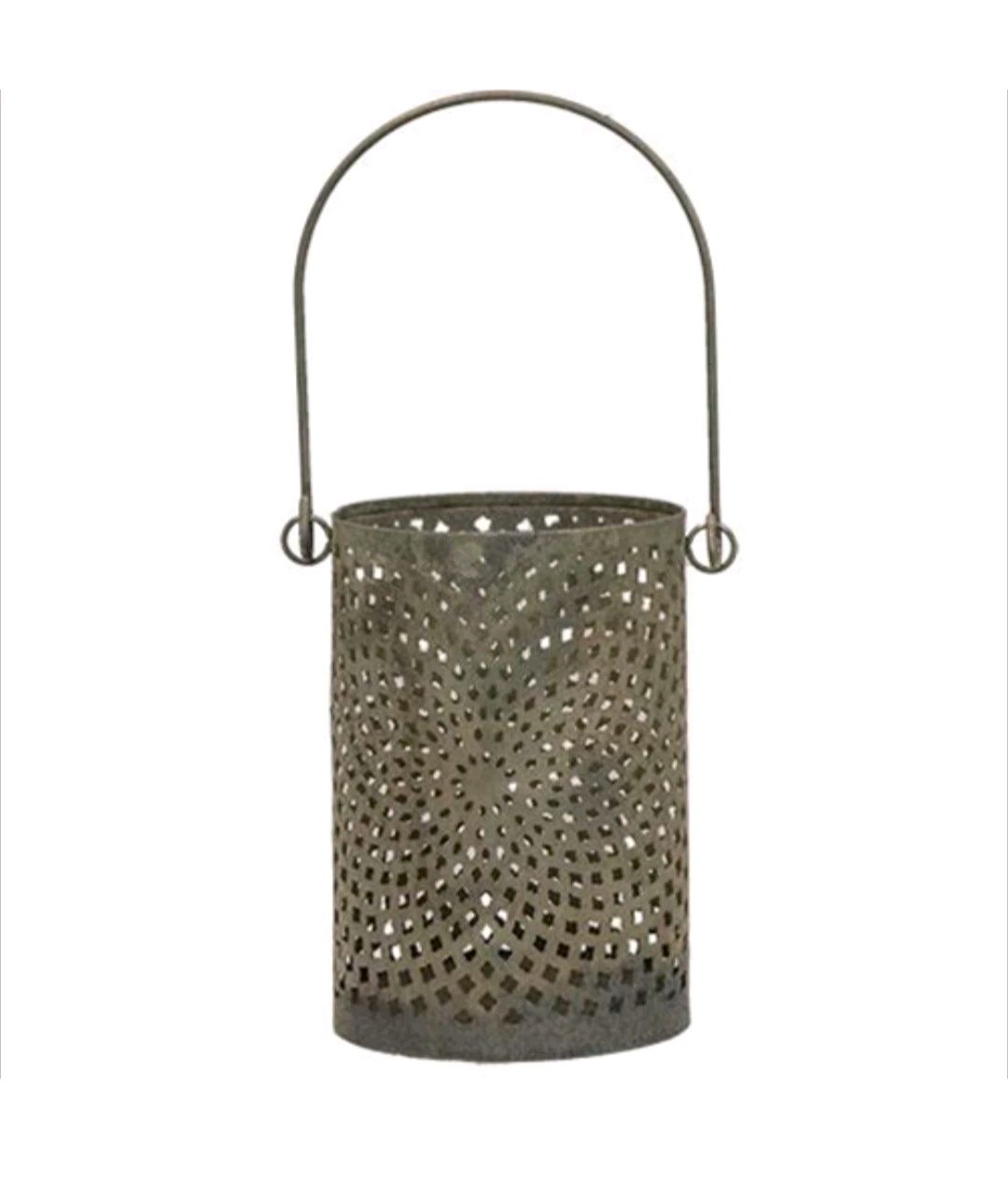 4-1/2" Antiqued Gray Can Lantern