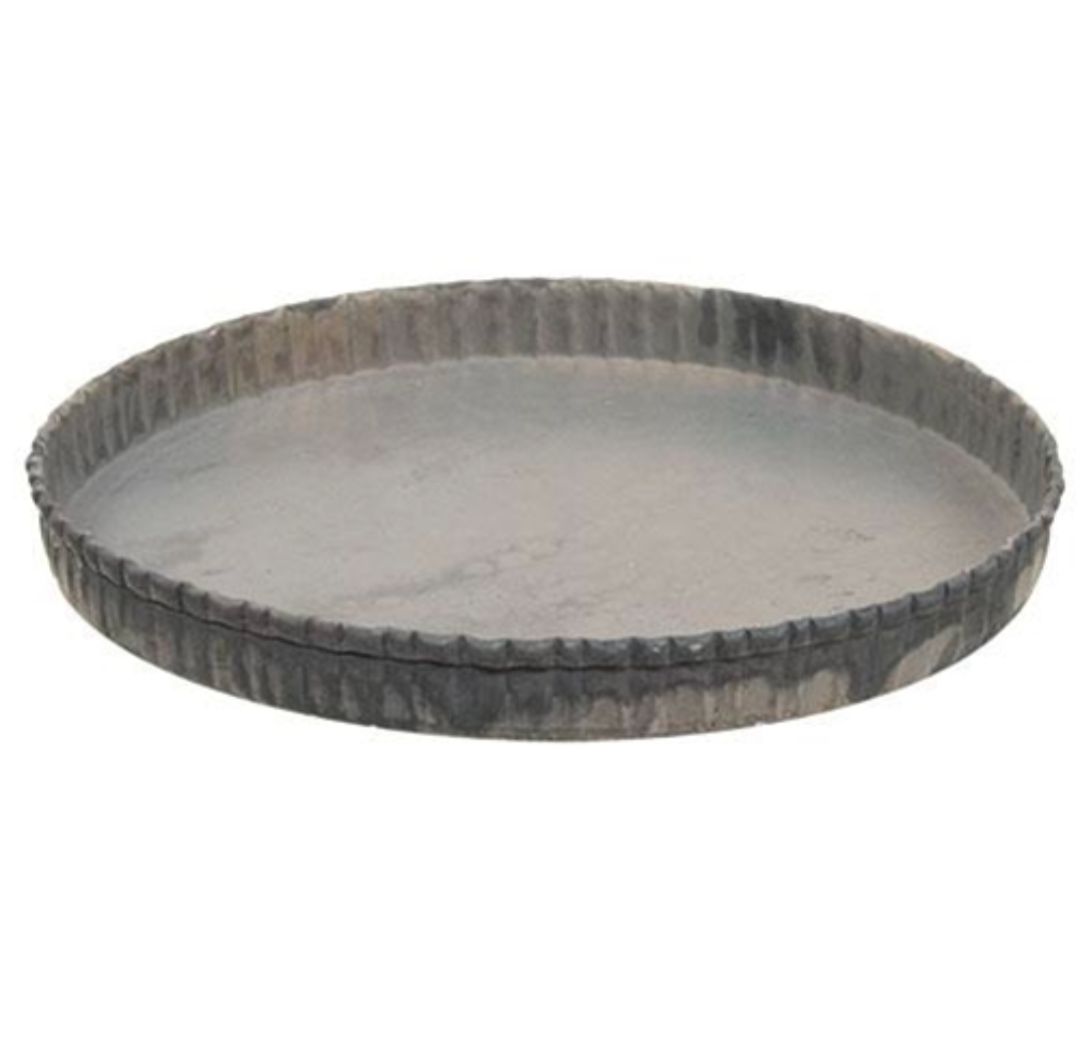 6-1/2" Antiqued Gray Fluted Candle Pan