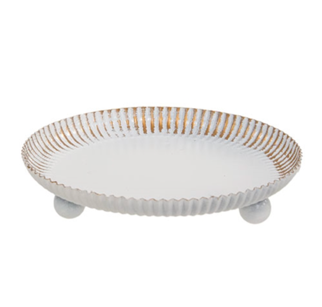 6" Antiqued White &amp; Gold Raised Tart Pan