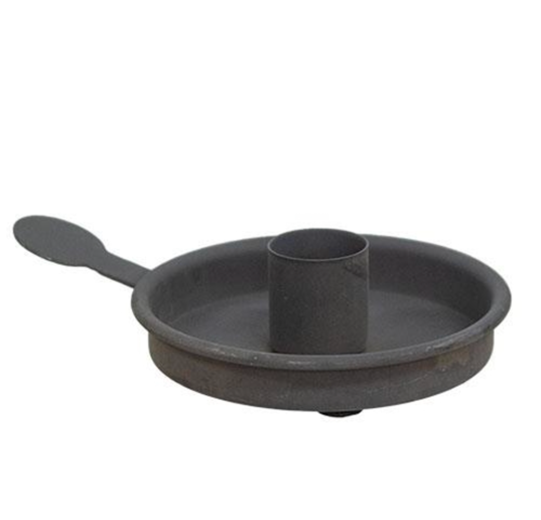 Gray Metal Tab Taper Candle Holder